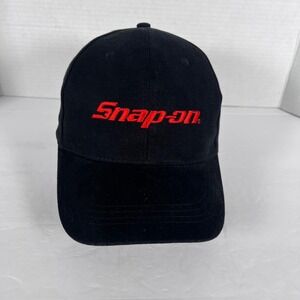 Snap On Black Baseball Cap Red Logo Adjustable Strap Cotton
